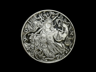 hobo nickel coin carving. Justice